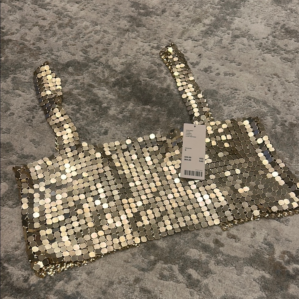 Urban Outfitters Gold Sequin Crop Top
